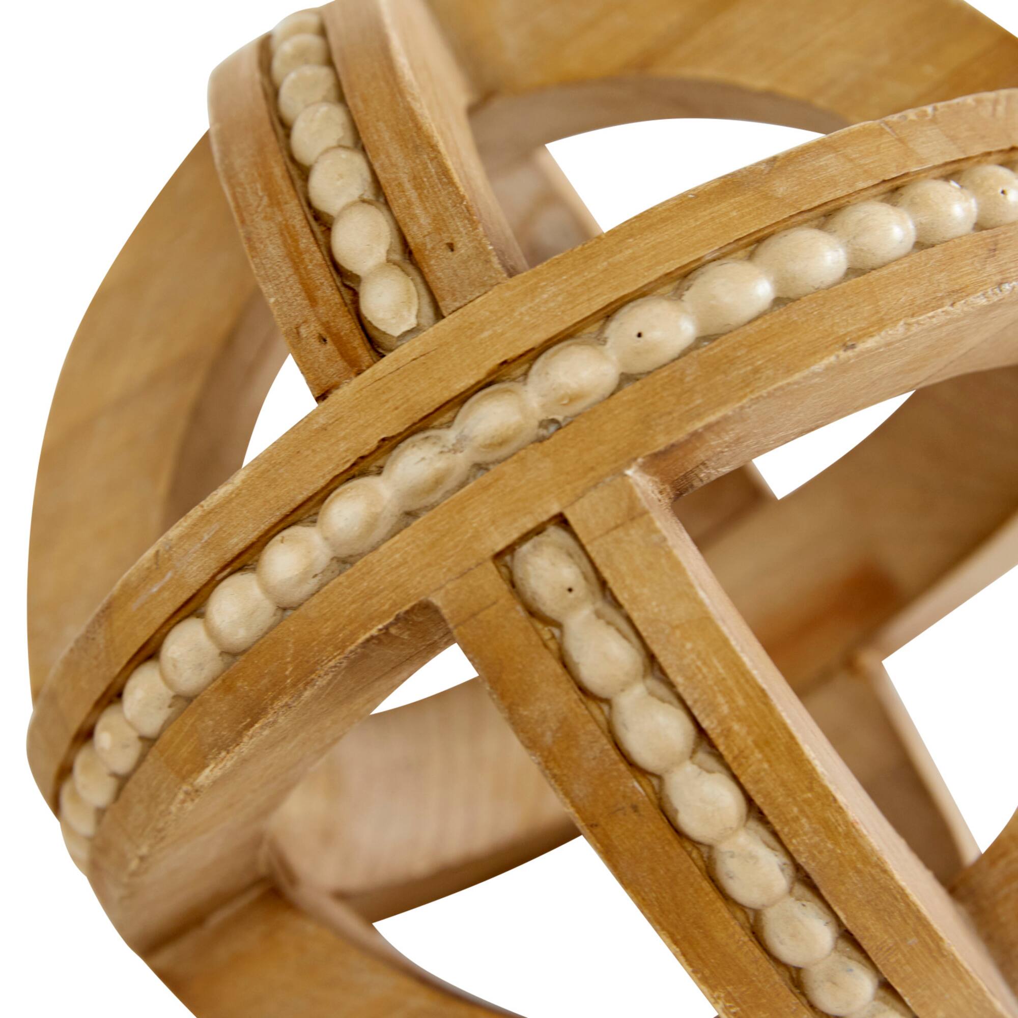 Wood Farmhouse Geometric Orb Sculpture Set